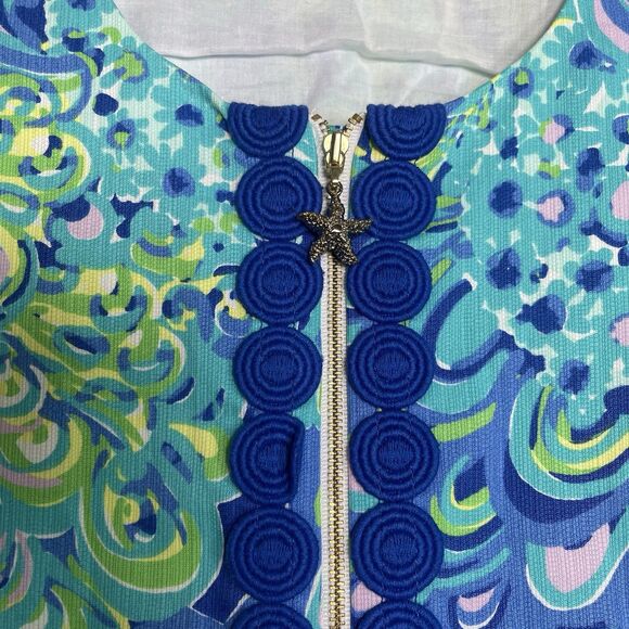 LILLY PULITZER Cathy Shift Dress Size 4 Sea Blue Lillys Lagoon Tropical Beach - Picture 4 of 8